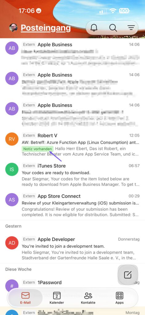 Screenshot 3 E-Mail-Notiz