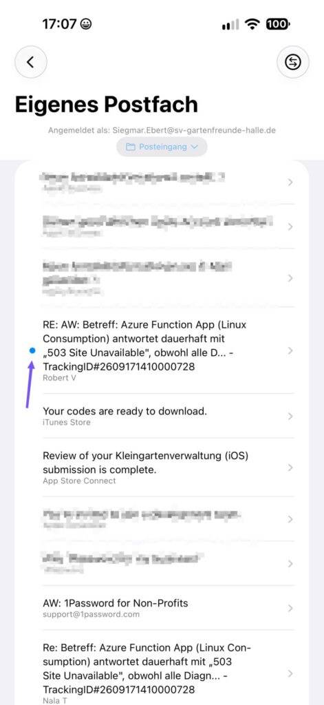 Screenshot 4 E-Mail-Notiz