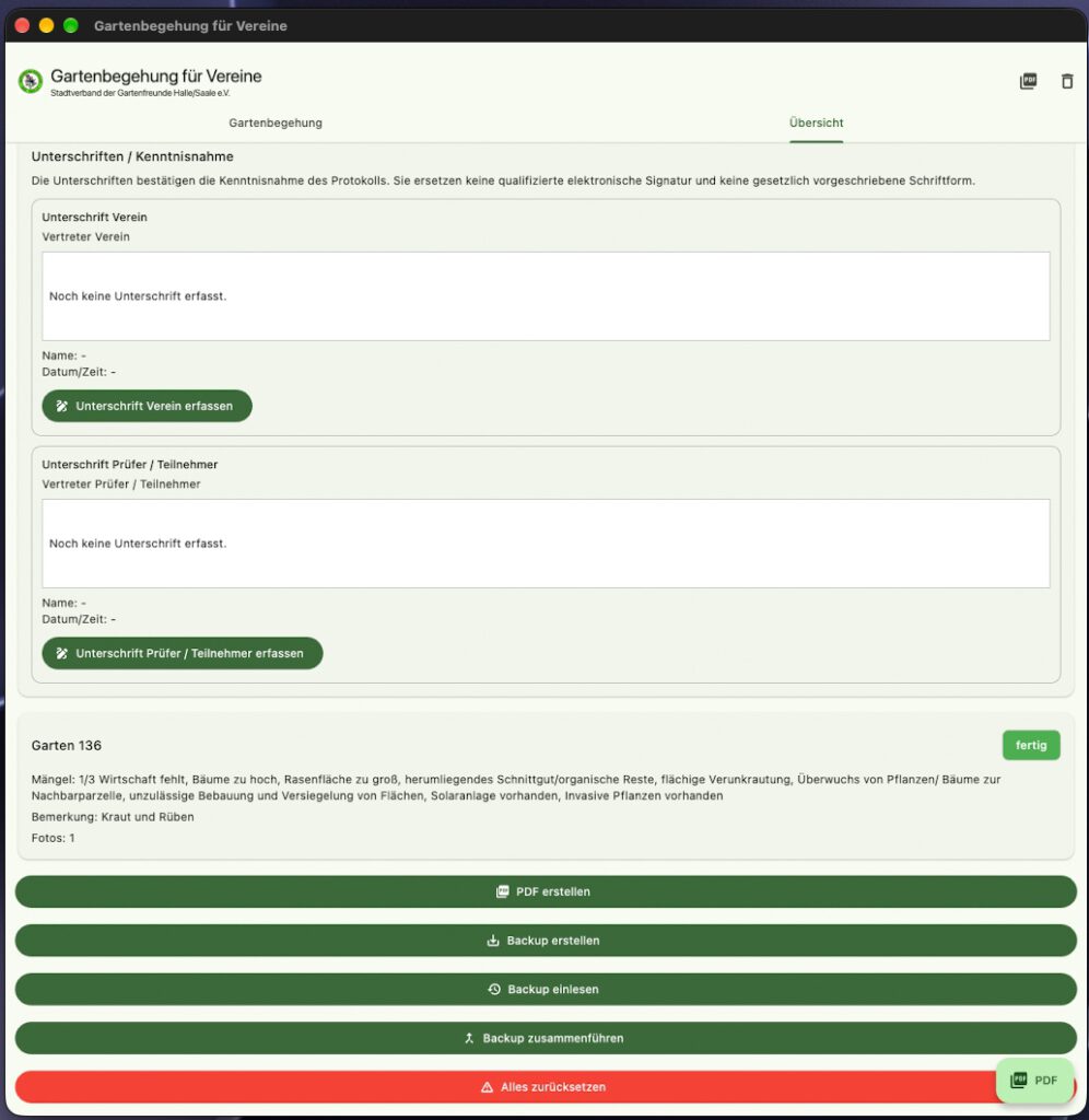 Screenshot 1 Gartenbegehung