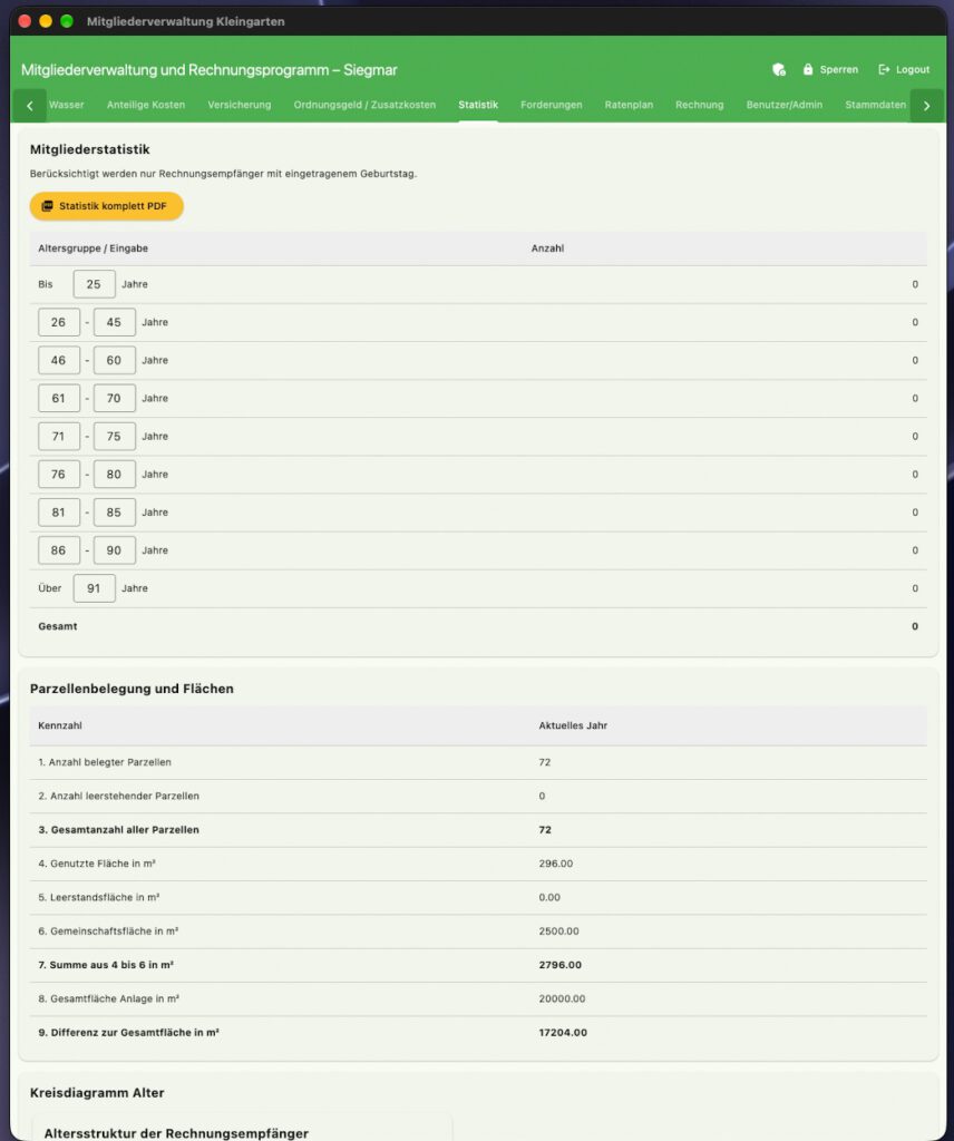 Screenshot 1 Kleingartenverwaltung