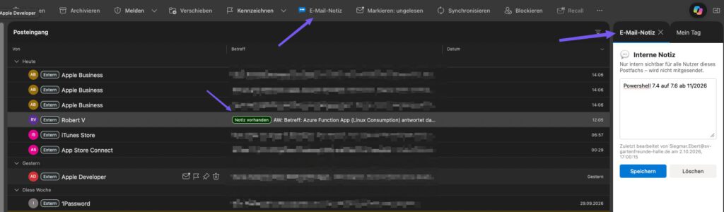 Screenshot 1 E-Mail-Notiz